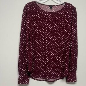 Ann Taylor Spade Print Blouse Top M